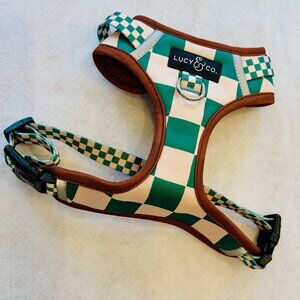 Lucy & Co "you're a square" no-pull dog harness, Size Med. Green Checkered- New!